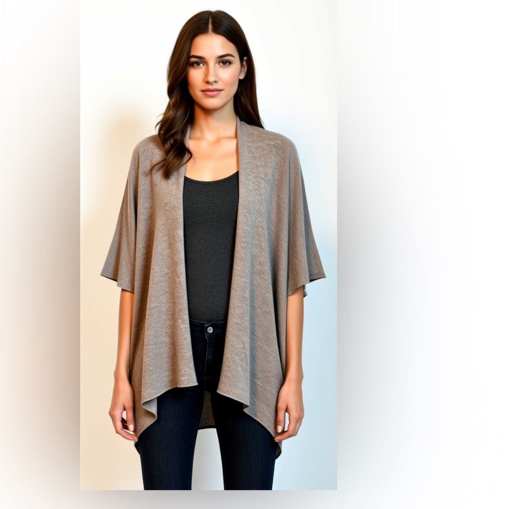 BERYLL Women’s OSFM 100% Cashmere Open Front  Cardigan Made In USA